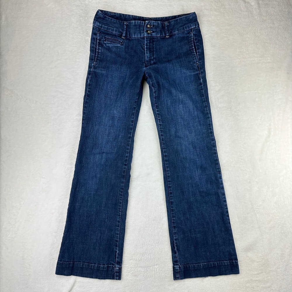 Gap Jeans Womens Flare Low Rise 4 Blue Flap Pocket Denim Cotton